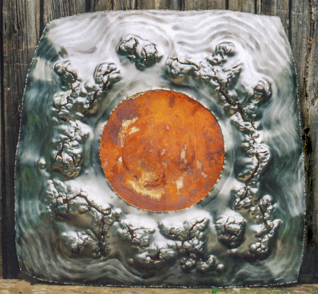 Tibet – cracked and polished steel, oxidised steel – 85cm Tibet